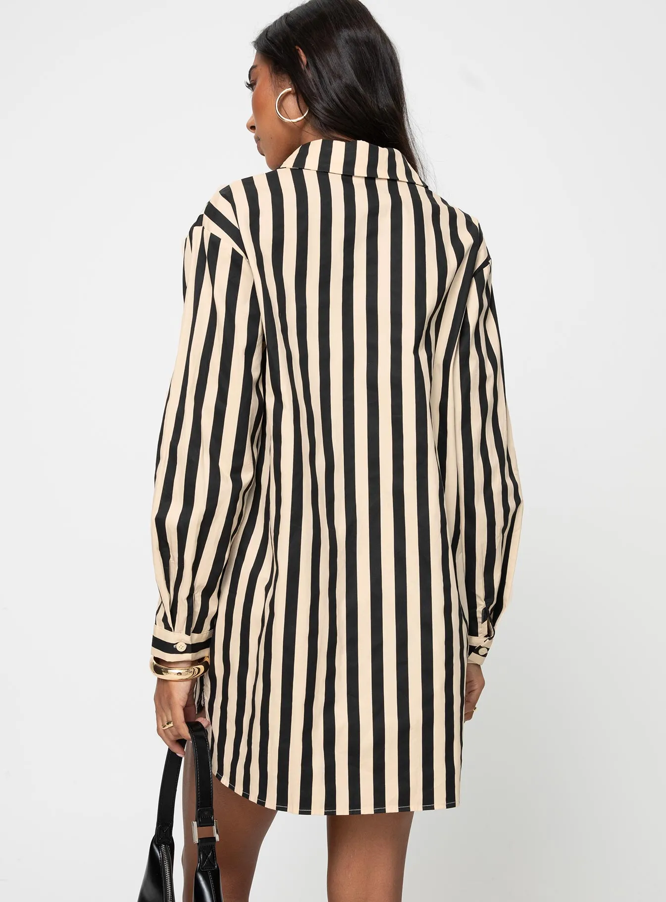 Weekend Feel Smooth Line Hancer Shirt Dress Black / Cream