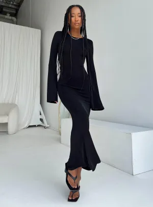 Amersham Long Sleeve Maxi Dress Black Gentle Aesthetic Happy Soul