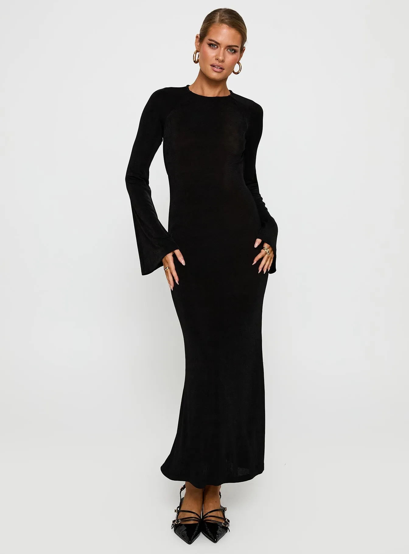 Stylish Appearance Amersham Long Sleeve Maxi Dress Black