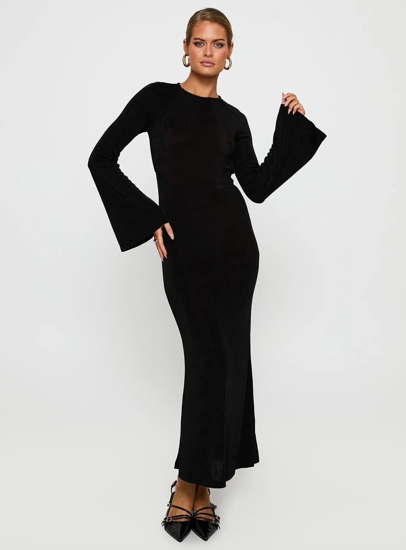 Amersham Long Sleeve Maxi Dress Black Soft and Smooth