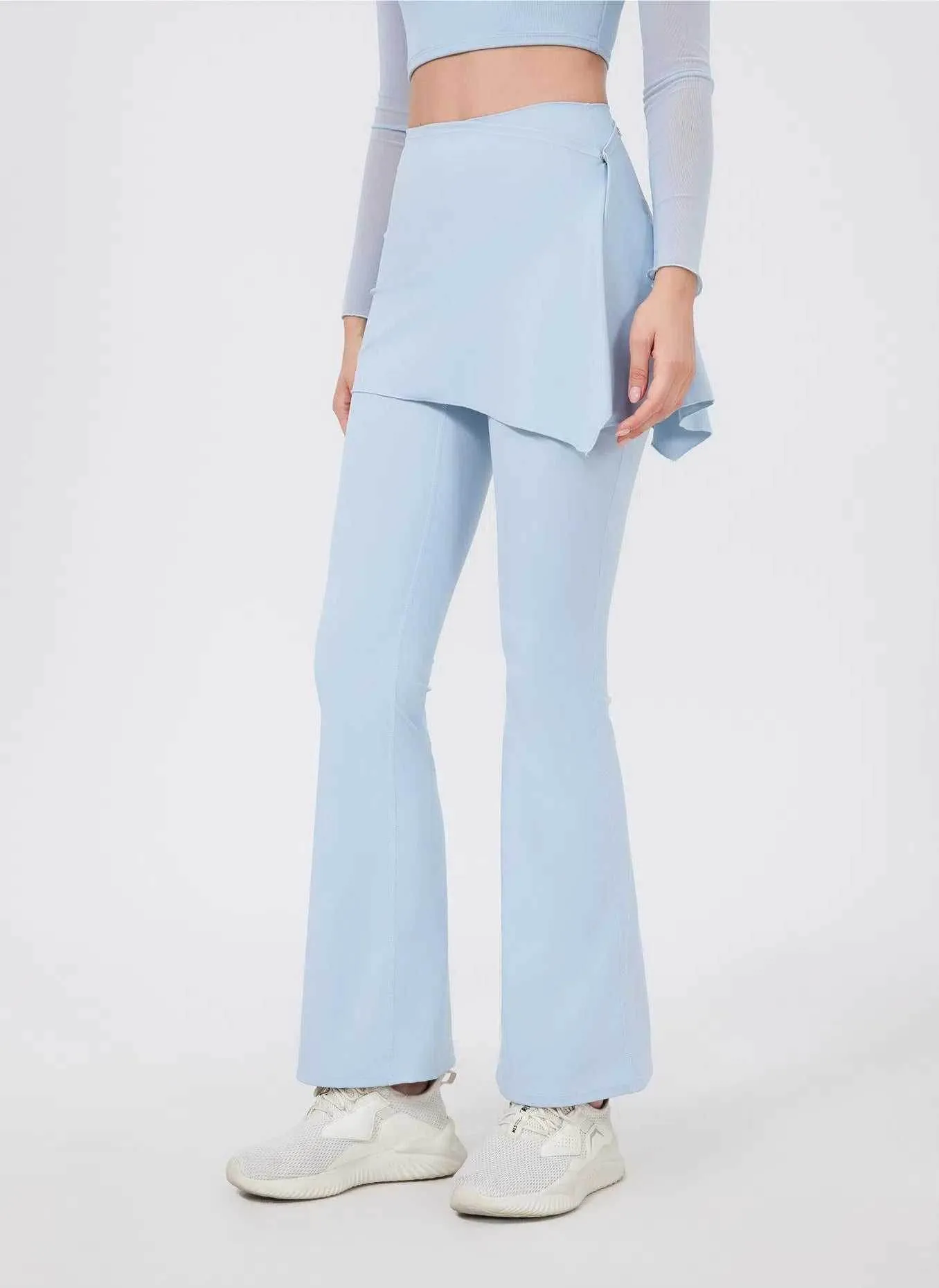 Elegant Tunic Joyful Mood Semi Skirted Gym Flared Pants