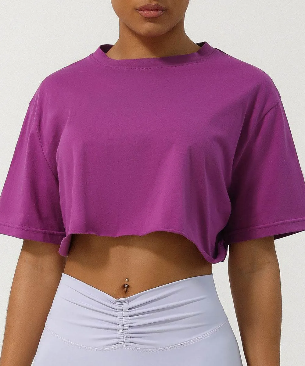 Workout Crop Tops Short Sleeve Yoga Shirts Fall Mood Chic Skirt