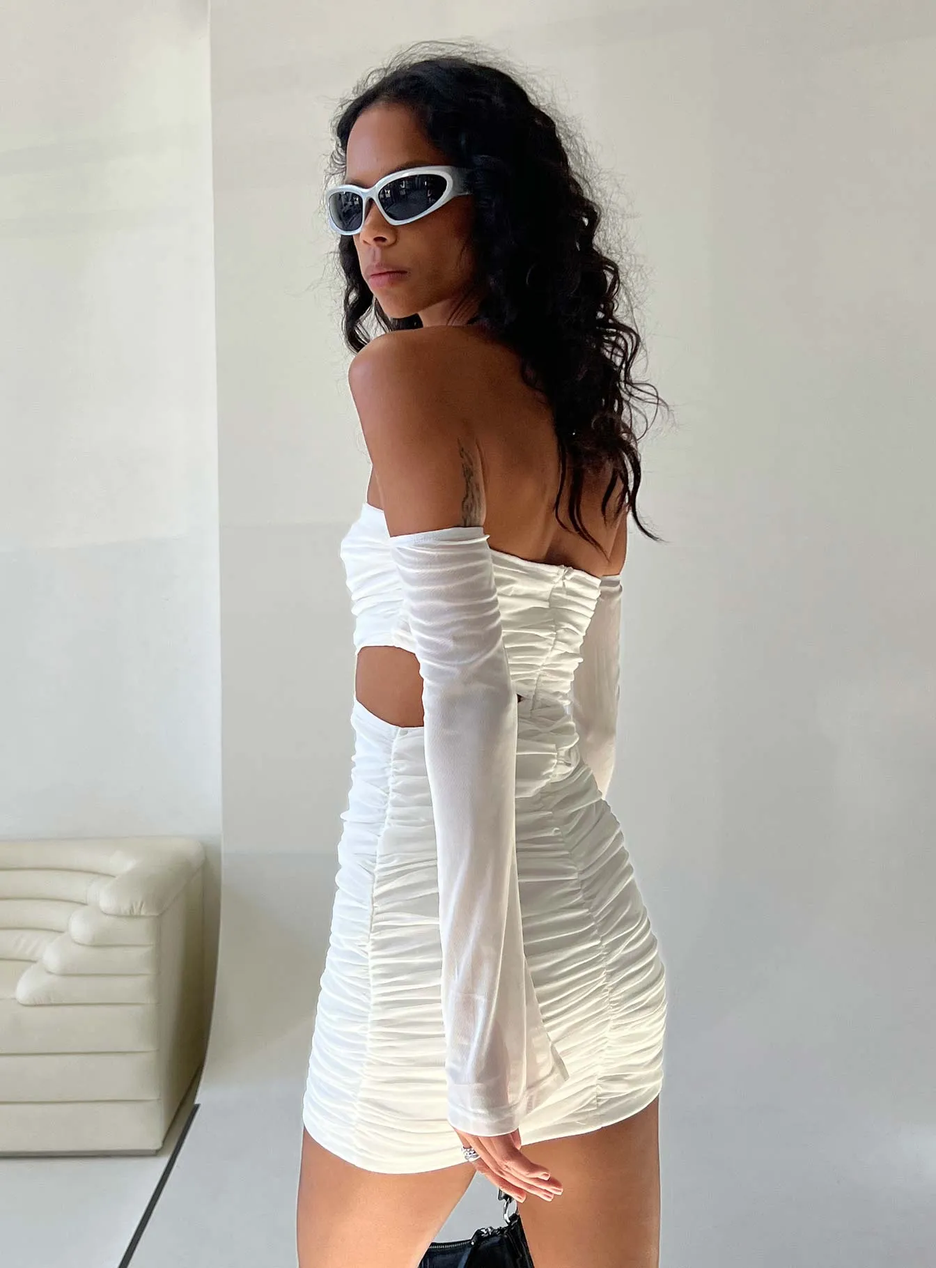 Fazio Mini Dress White Easy Pick ContrastStitching