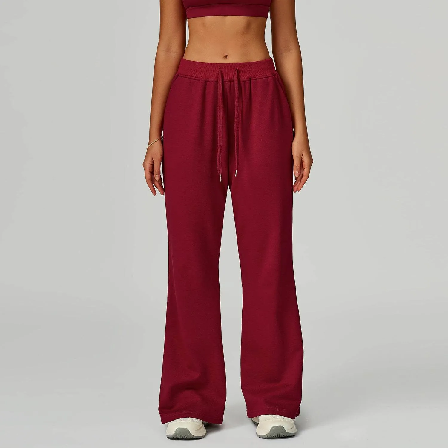 Drawstring Lounge Pants Straight Leg Joggers Trouser Lightweight Vest