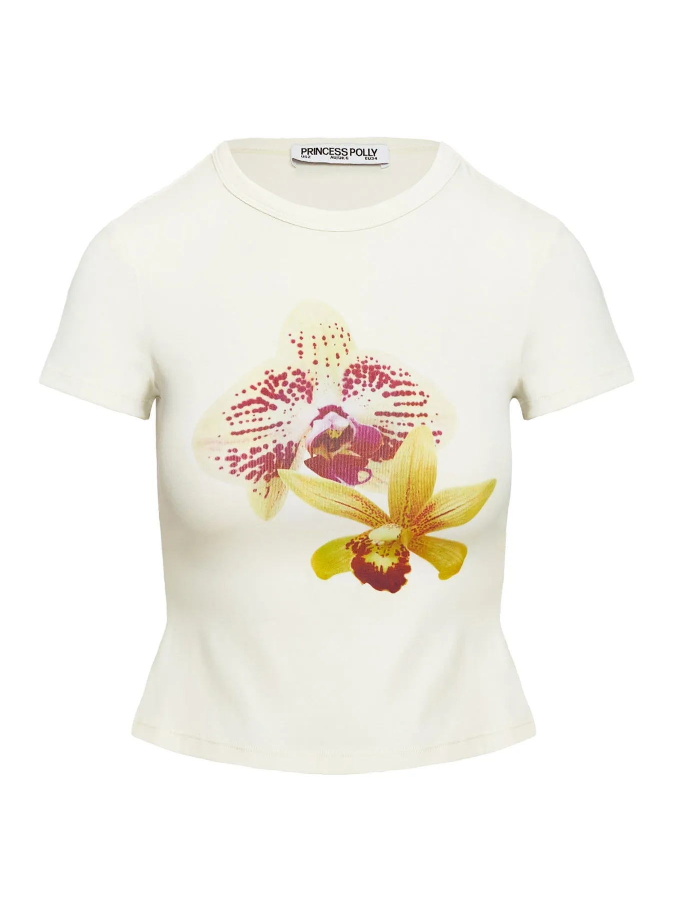 Blooming Orchids Graphic Top Cream NonRestrictive Cut