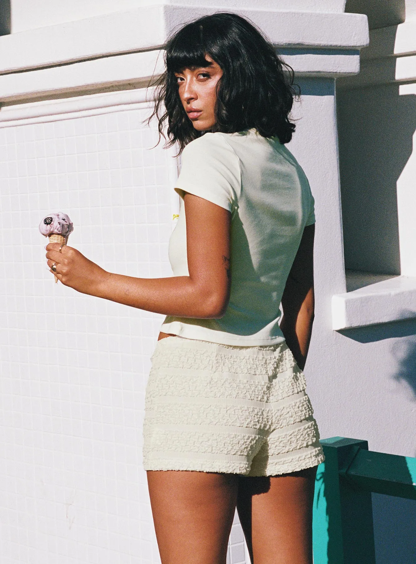 Elegant Active Wear Fit Blooming Orchids Graphic Top Cream