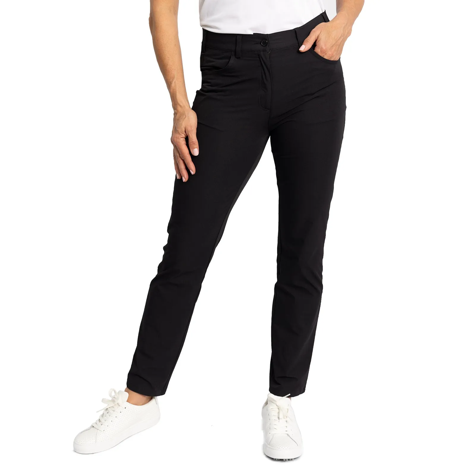 Glenmuir Women's Kaley Lightweight Stretch Performance Golf Trousers - Black Functional Ease Stretchable Design