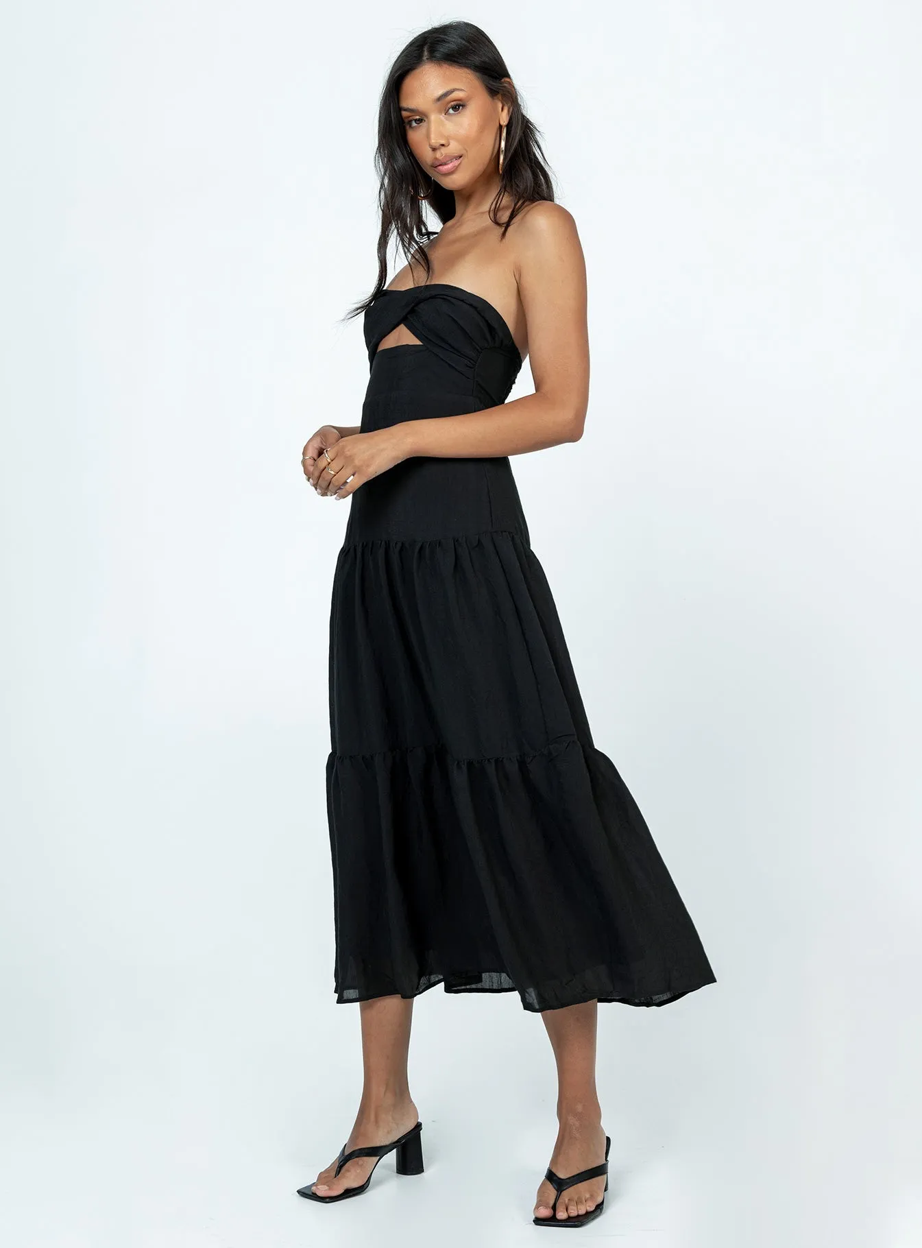 Polished Layer Perfect Waistband Allie Maxi Dress Black