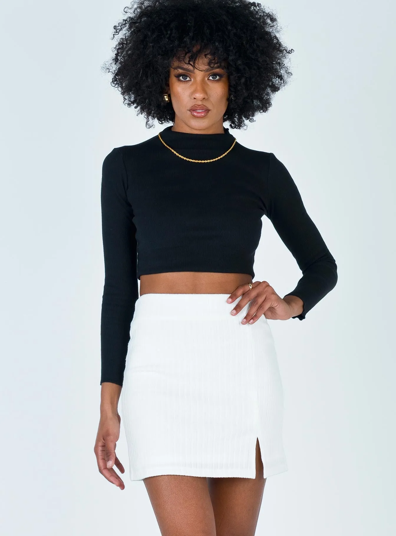 Bold Look Contemporary Design Human Movement Mini Skirt White