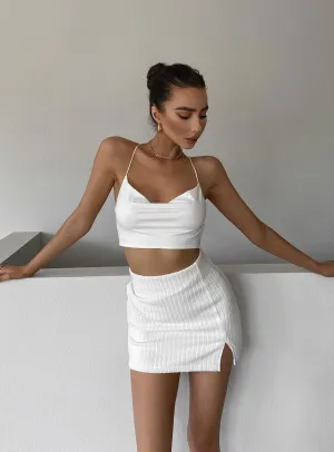 Smooth Texture Style Essential Human Movement Mini Skirt White