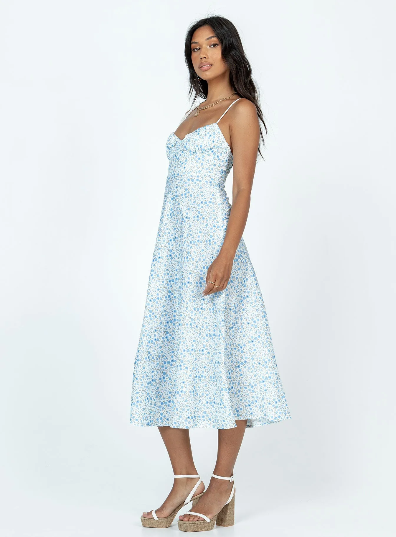 Gentle Shine Amara Midi Dress Blue Multi