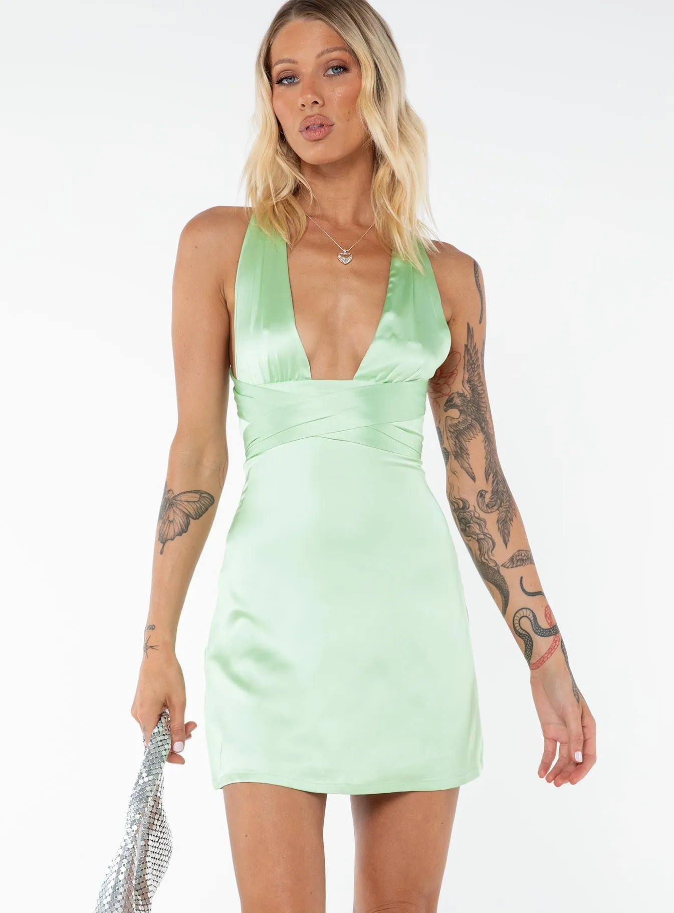 Katina Mini Dress Green Tall Flattering Design Eco-Lining