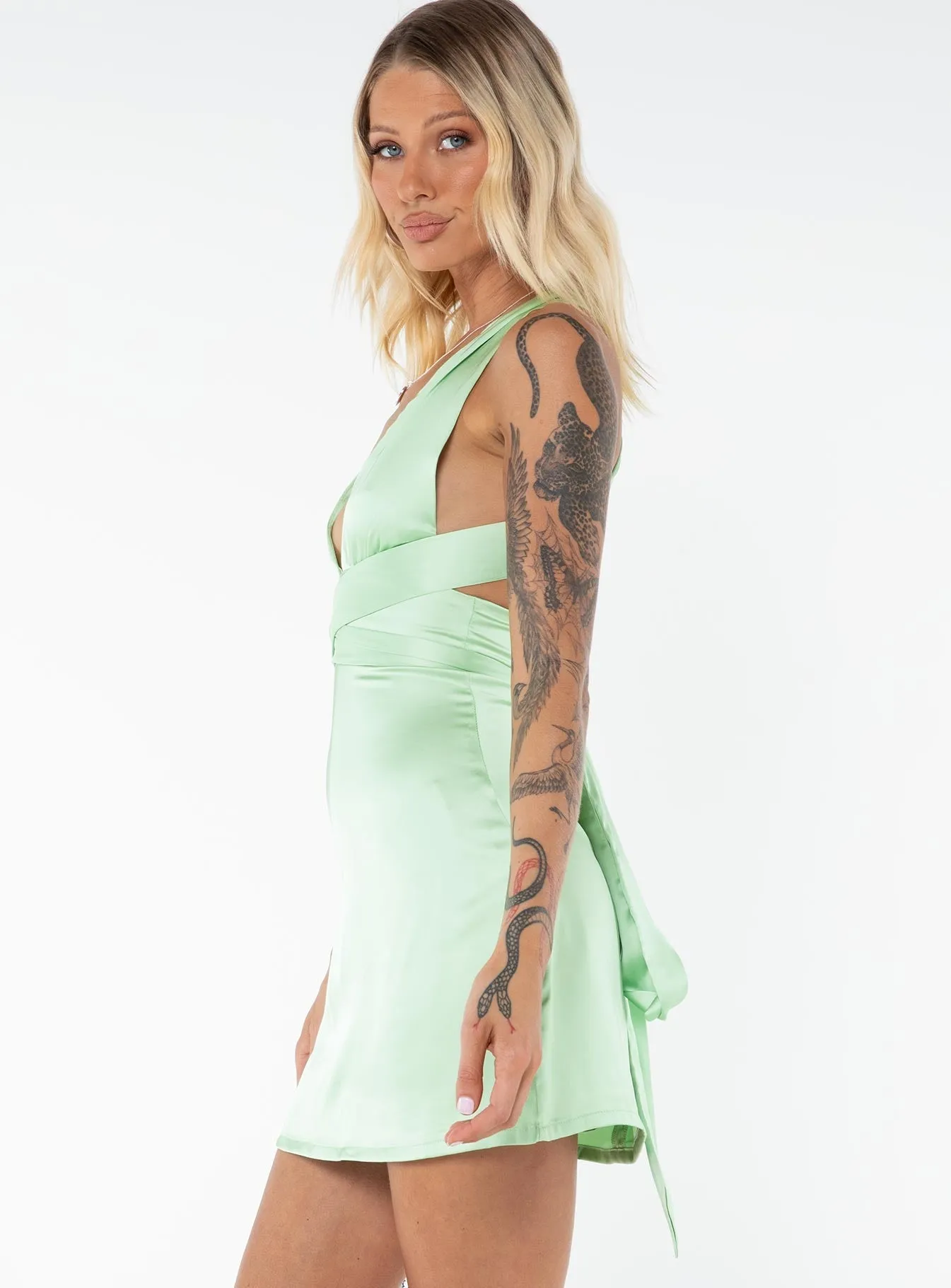 Minimalist Waist Katina Mini Dress Green Tall