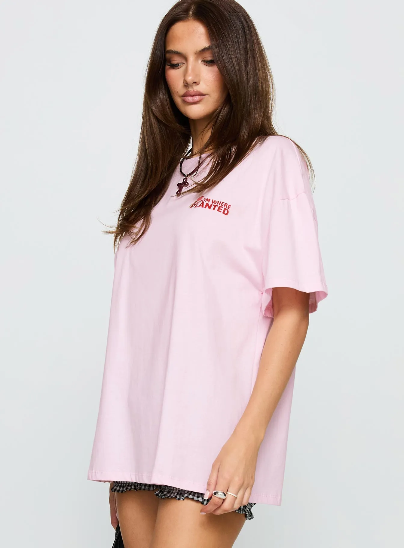 Personalized Flower Chart Oversized Tee Pink