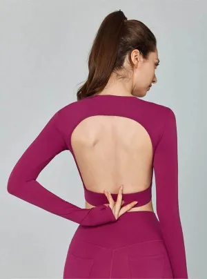 Long Sleeve Hollow Out Back Sports T-Shirt Comfy Wear