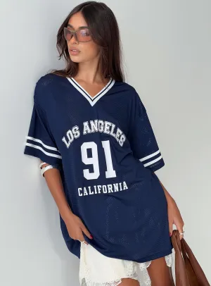 Michail Jersey Dress Navy Stretchable Knit Denim combination