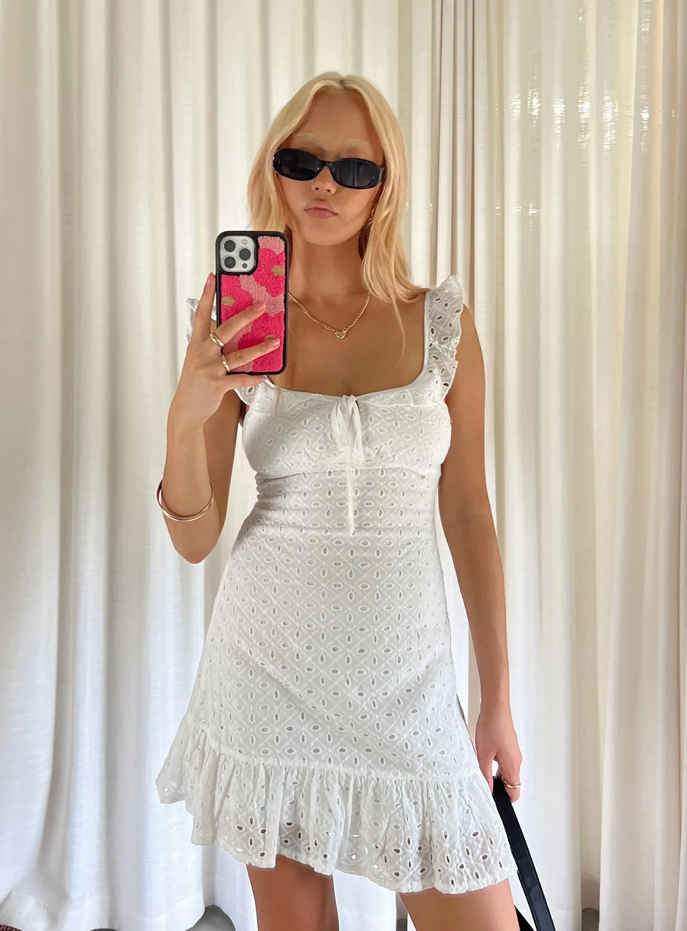 Unique Print Handmade Dreamery Mini Dress White