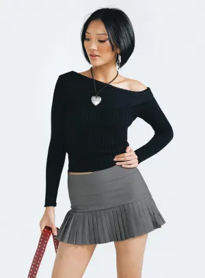Breathable Material High Shine Gina Mini Skirt Grey