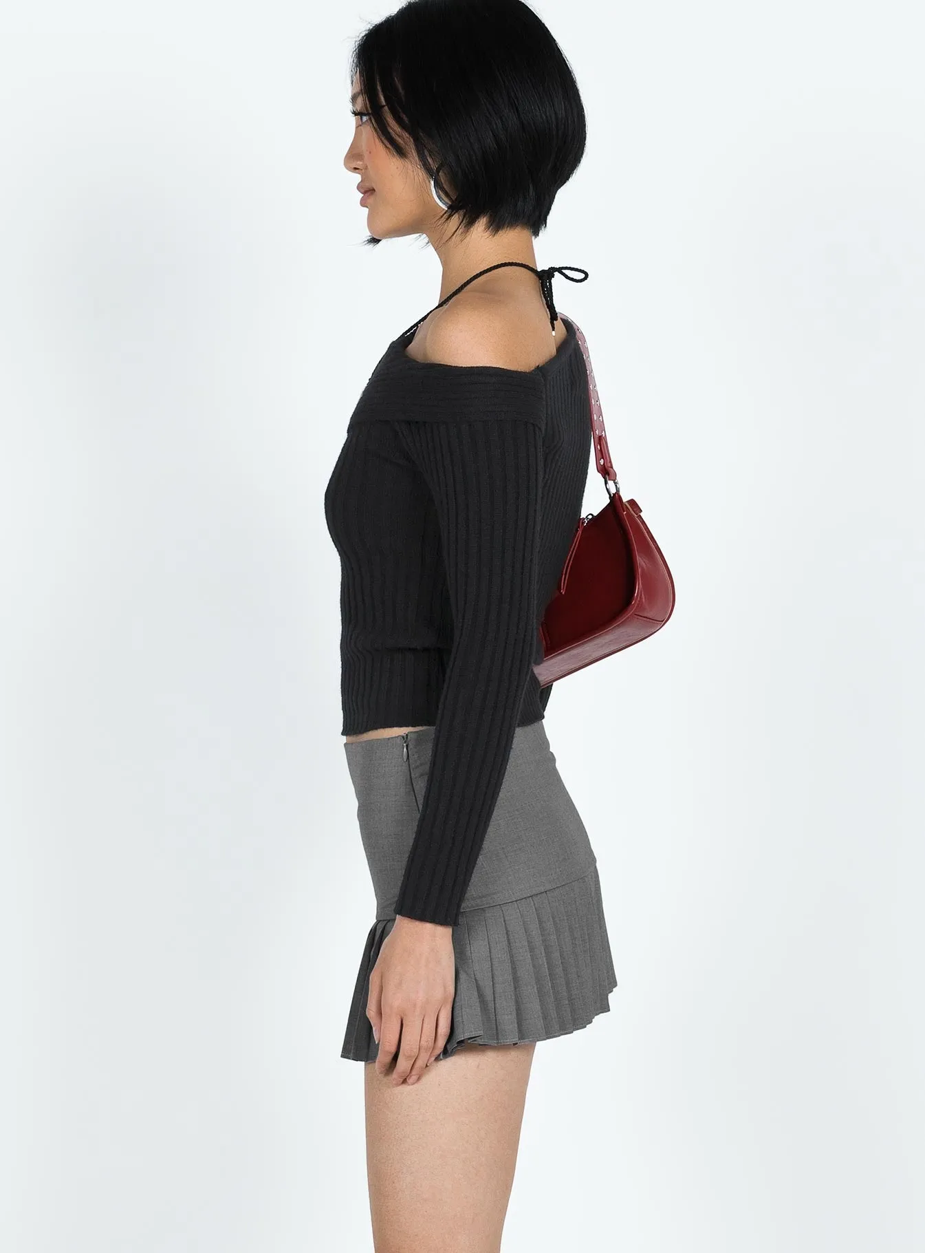 Crafted Detail Gina Mini Skirt Grey