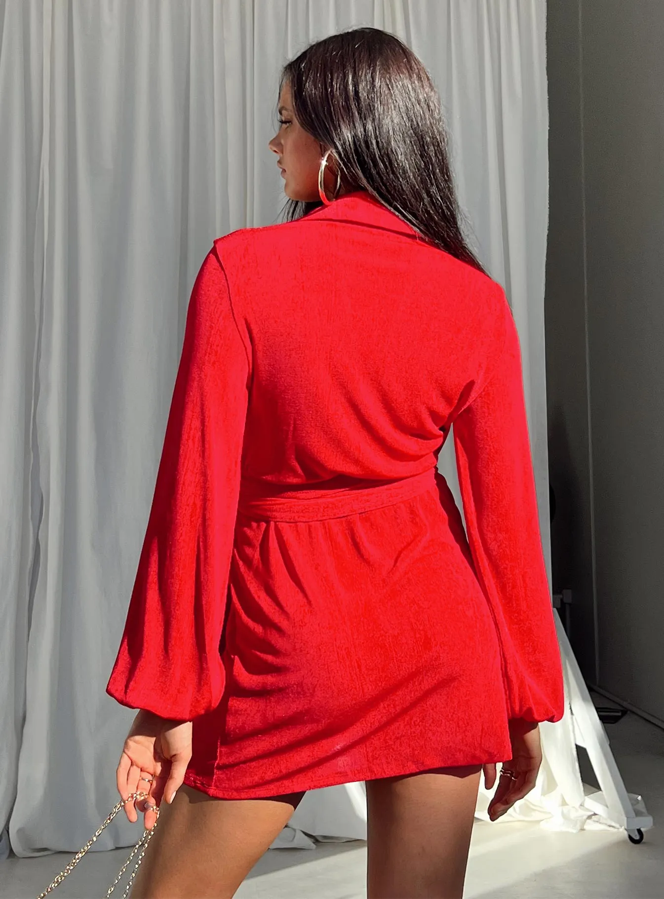 Party Time Mini Dress Red Calm Finish Walkable Flow