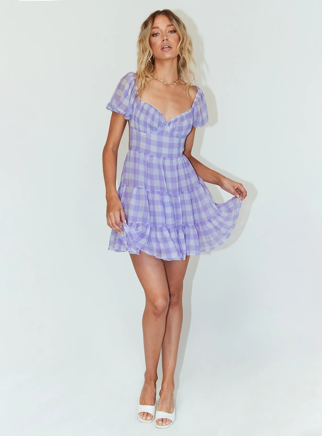 Luxe Appeal Pleated-Skirt Danny Mini Dress Lilac