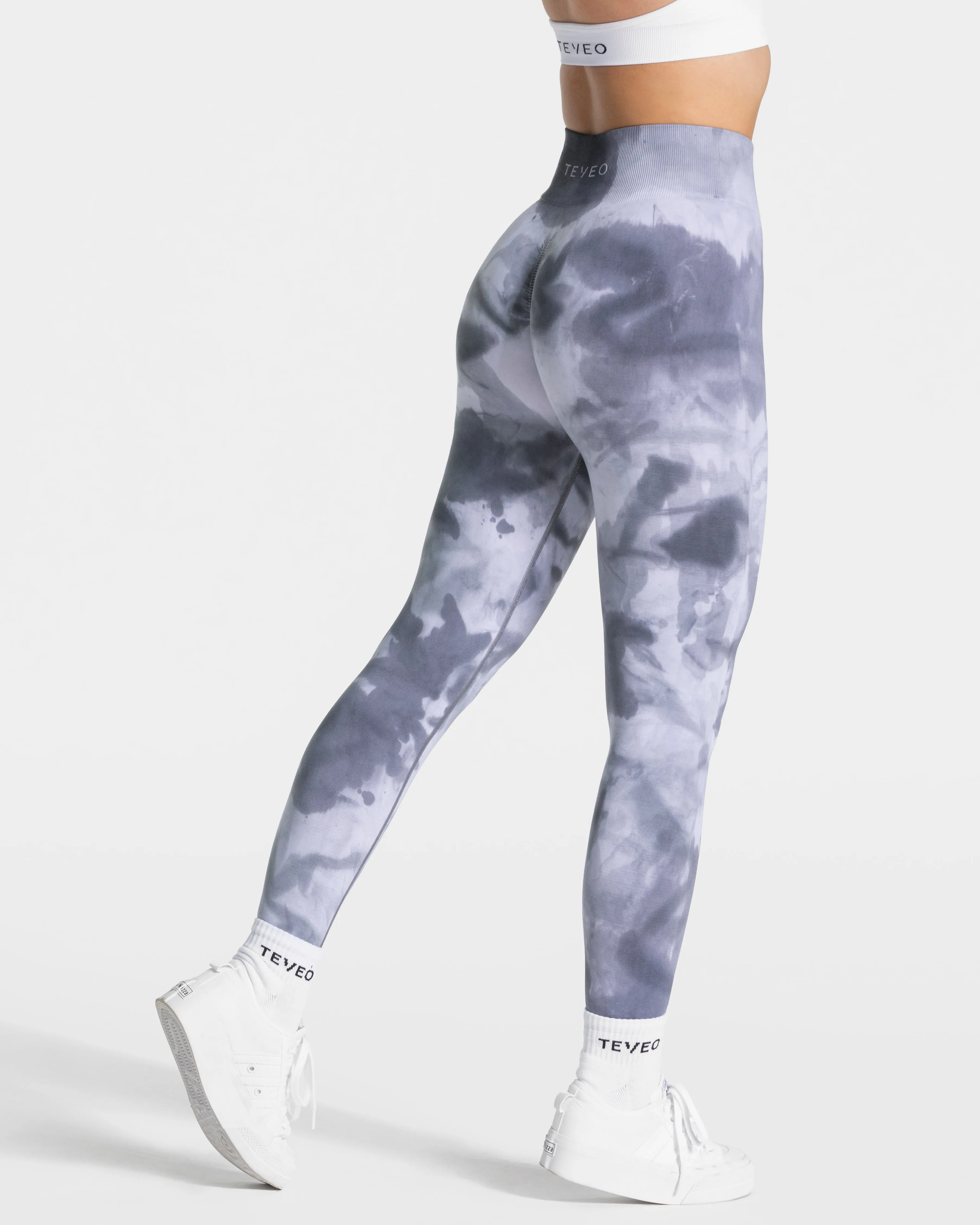 Tie Dye Scrunch Leggings "Stormy" Mountain Hike Eco Shopper