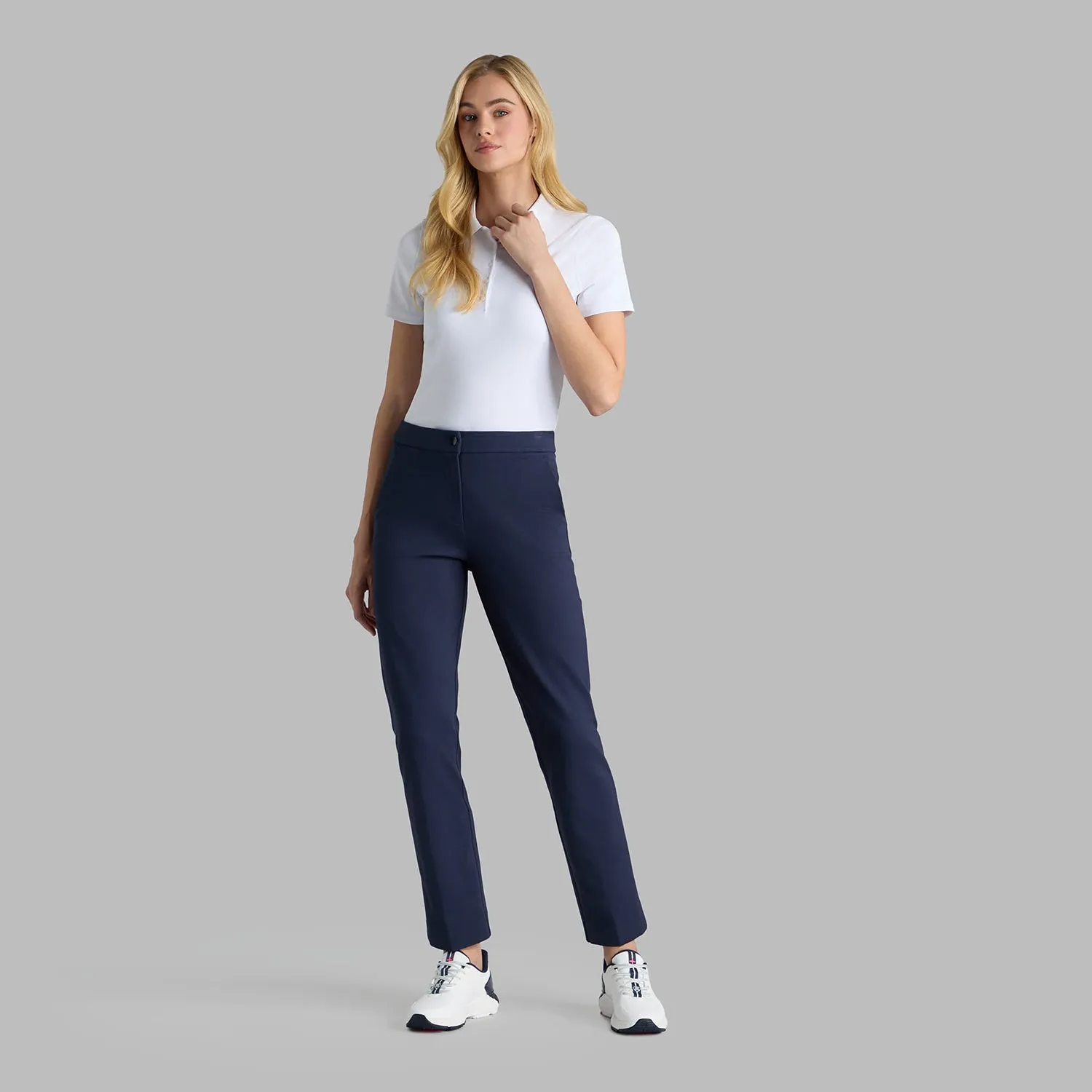 G/Fore Women's Double Knit Stretch Cigarette Leg Golf Pants - Twilight Practical Look SecureCargoPockets
