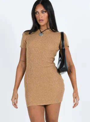 Giselle Mini Knit Dress Oatmeal Easy Elegance