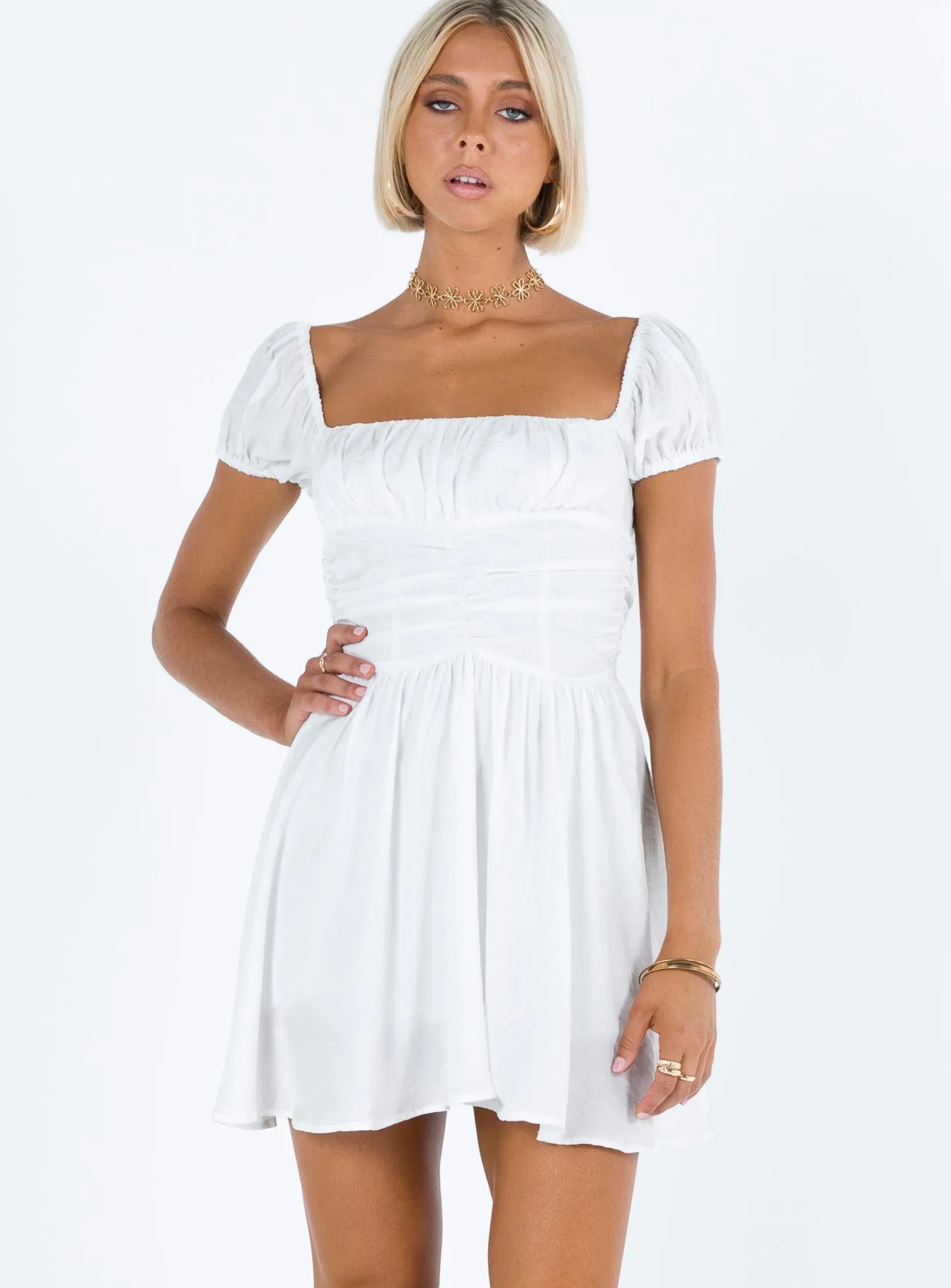 All Day Ready Petal Mini Dress White