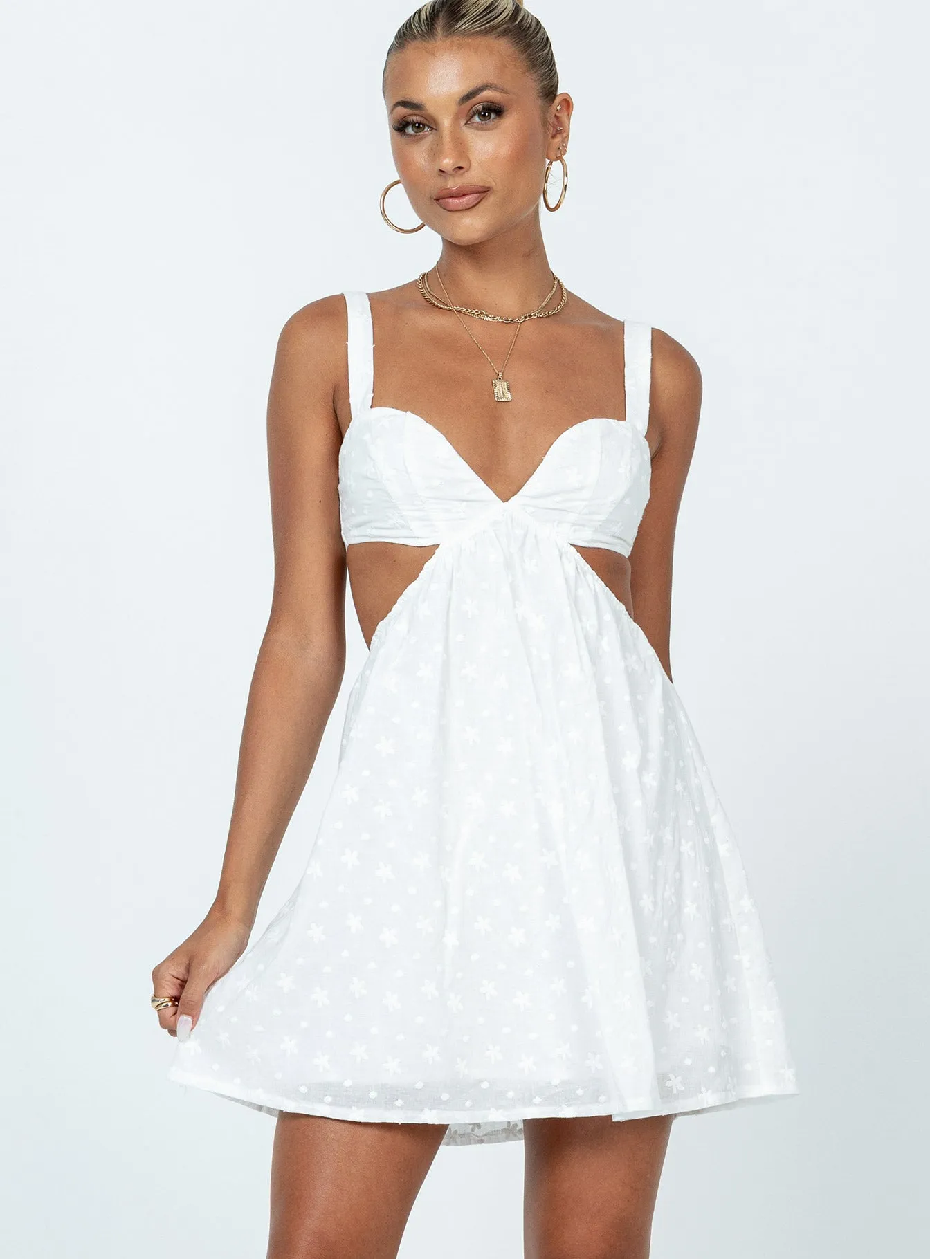 Delicate Finish Khalia Mini Dress White