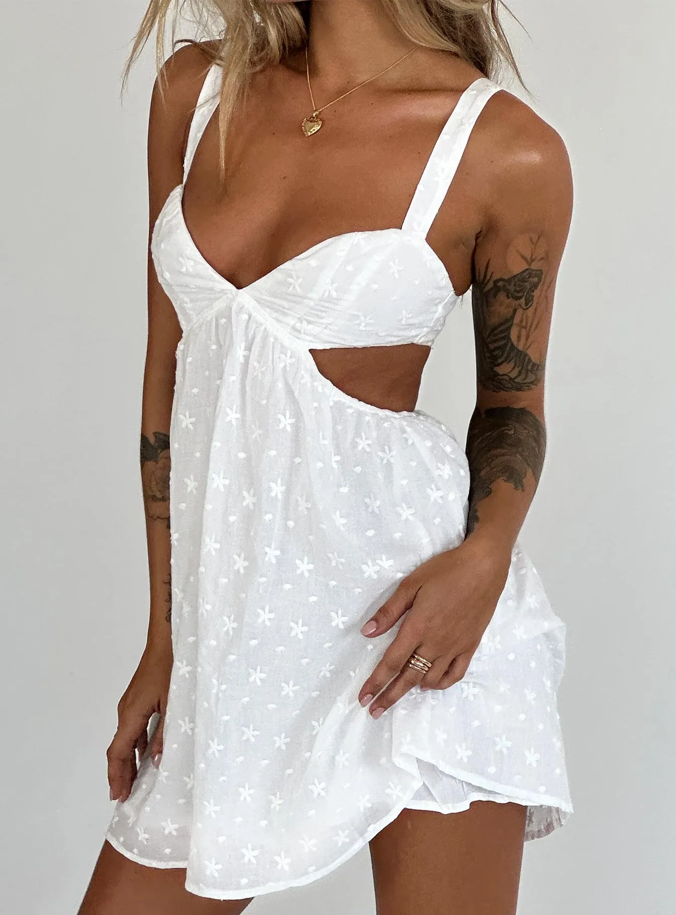 ConvertibleNeckline Mood Focused Khalia Mini Dress White