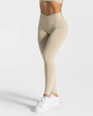 V-Shape Leggings "Sand" Mid Rise Support Stretch Form