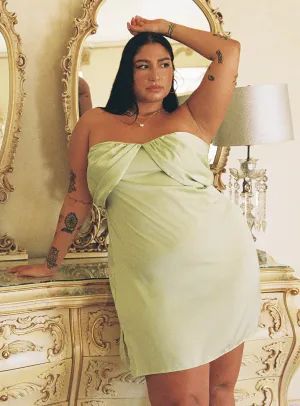 Monochrome Mood Urban Touch Irena Strapless Mini Dress Green Curve