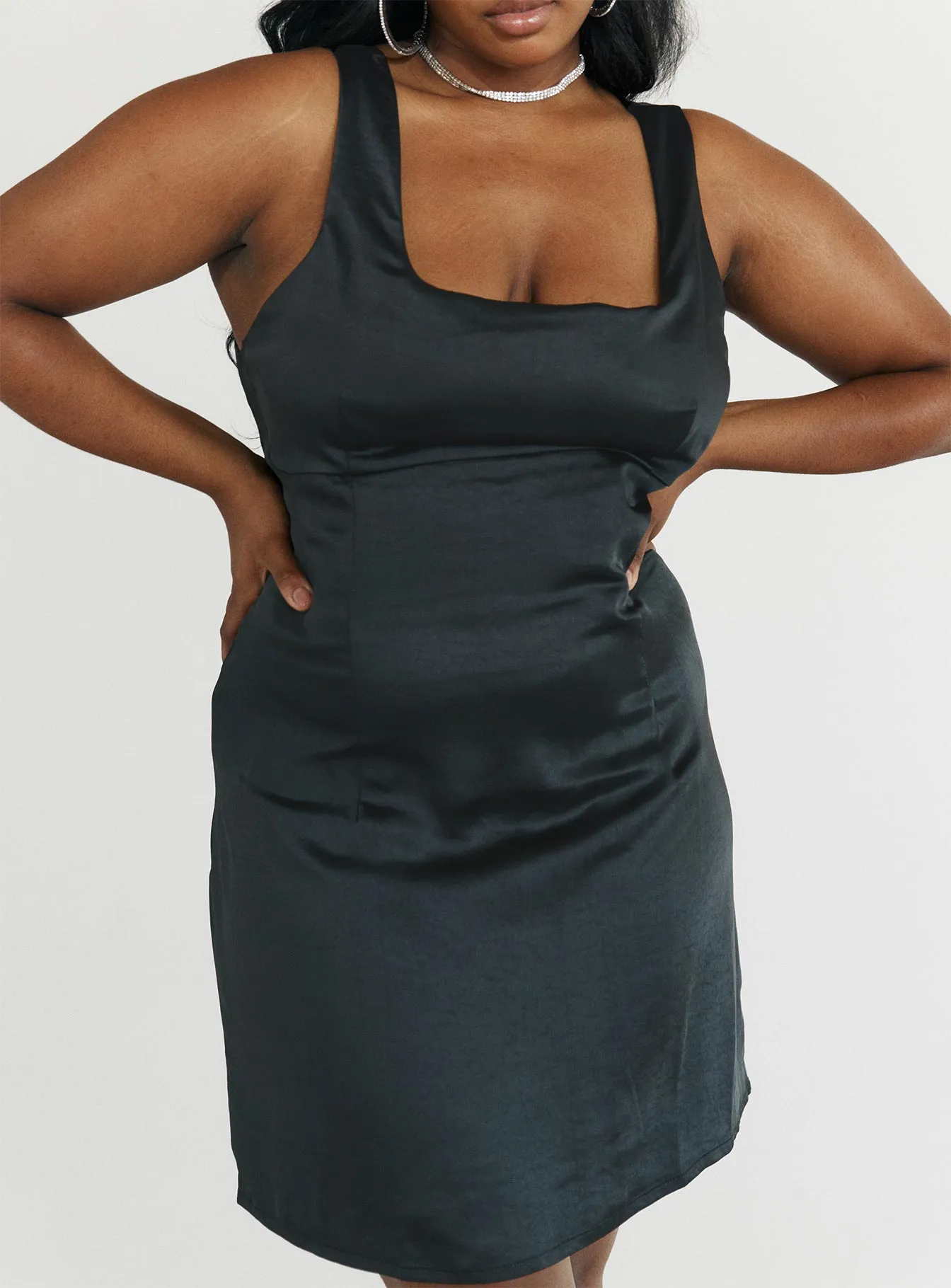 Trendy Layering Cobie Mini Dress Black Curve