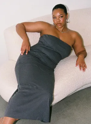 Chill Friendly Abstract Pattern Oscar Midi Dress Grey Curve