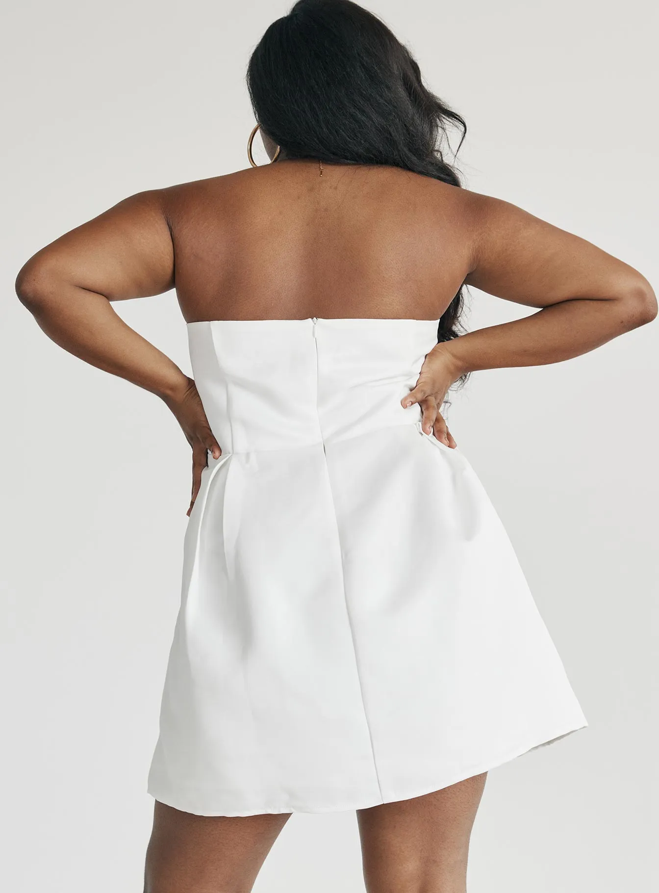 Smocked-Detail Spader Corset Mini Dress White Curve