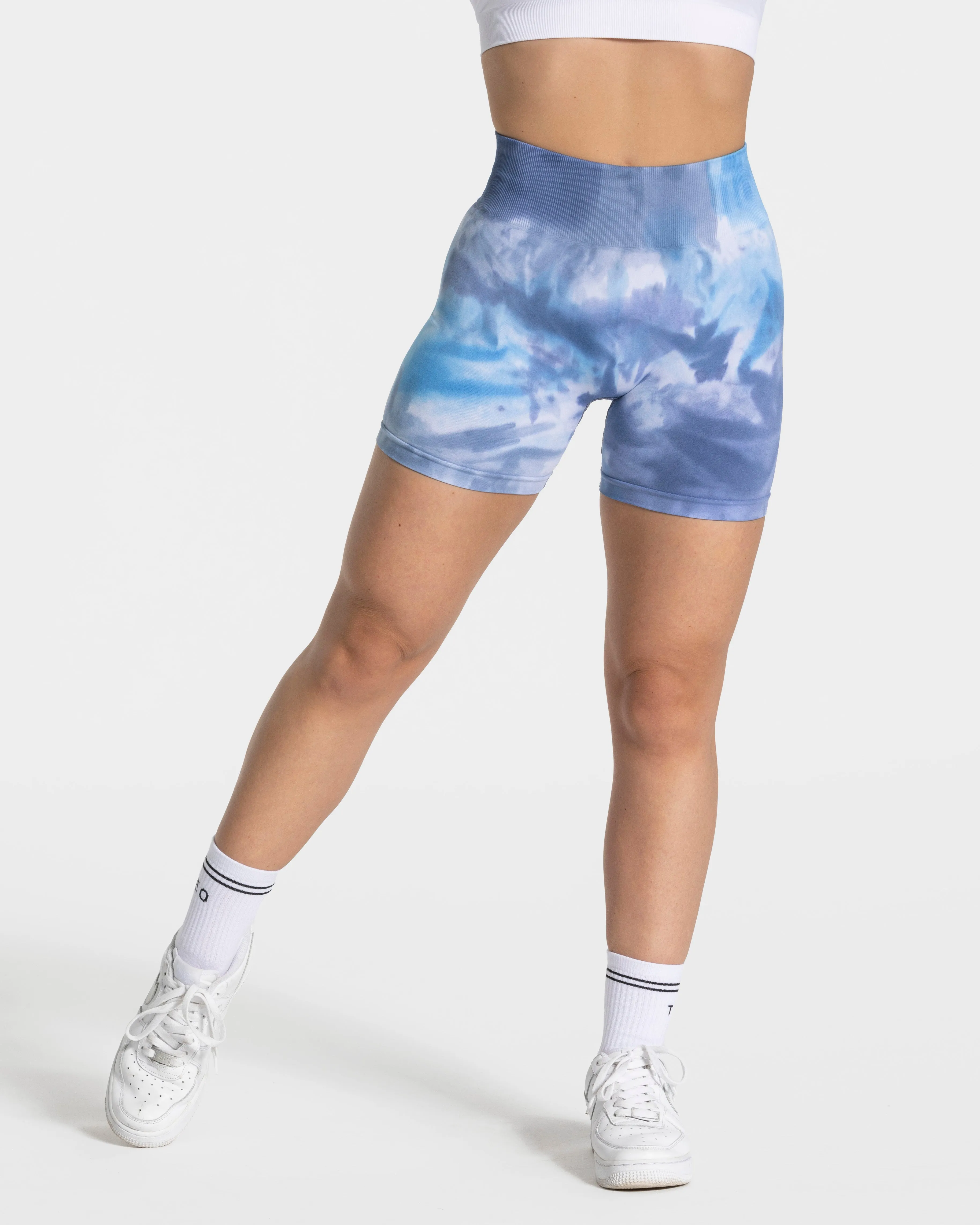 Anti Static Technology Stretchable Waist Tie Dye Scrunch Shorts "Ocean"