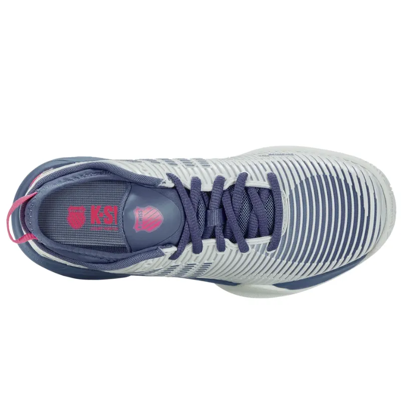 Dynamic Sole Pressure Dispersing Sole K Swiss Hypercourt Supreme AC Womens Tennis Shoes - Blue Blush/Infinity/Carmine Rose