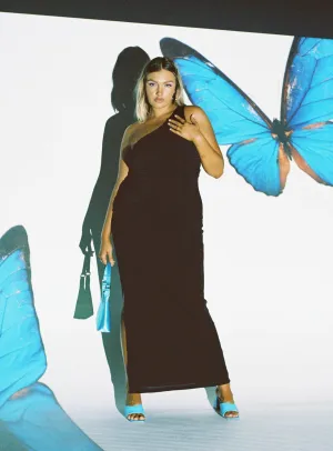 Elegant holiday wear Aligned Maxi Dress Black