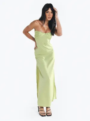 Sleek Cut Beadwork Irena Strapless Maxi Green