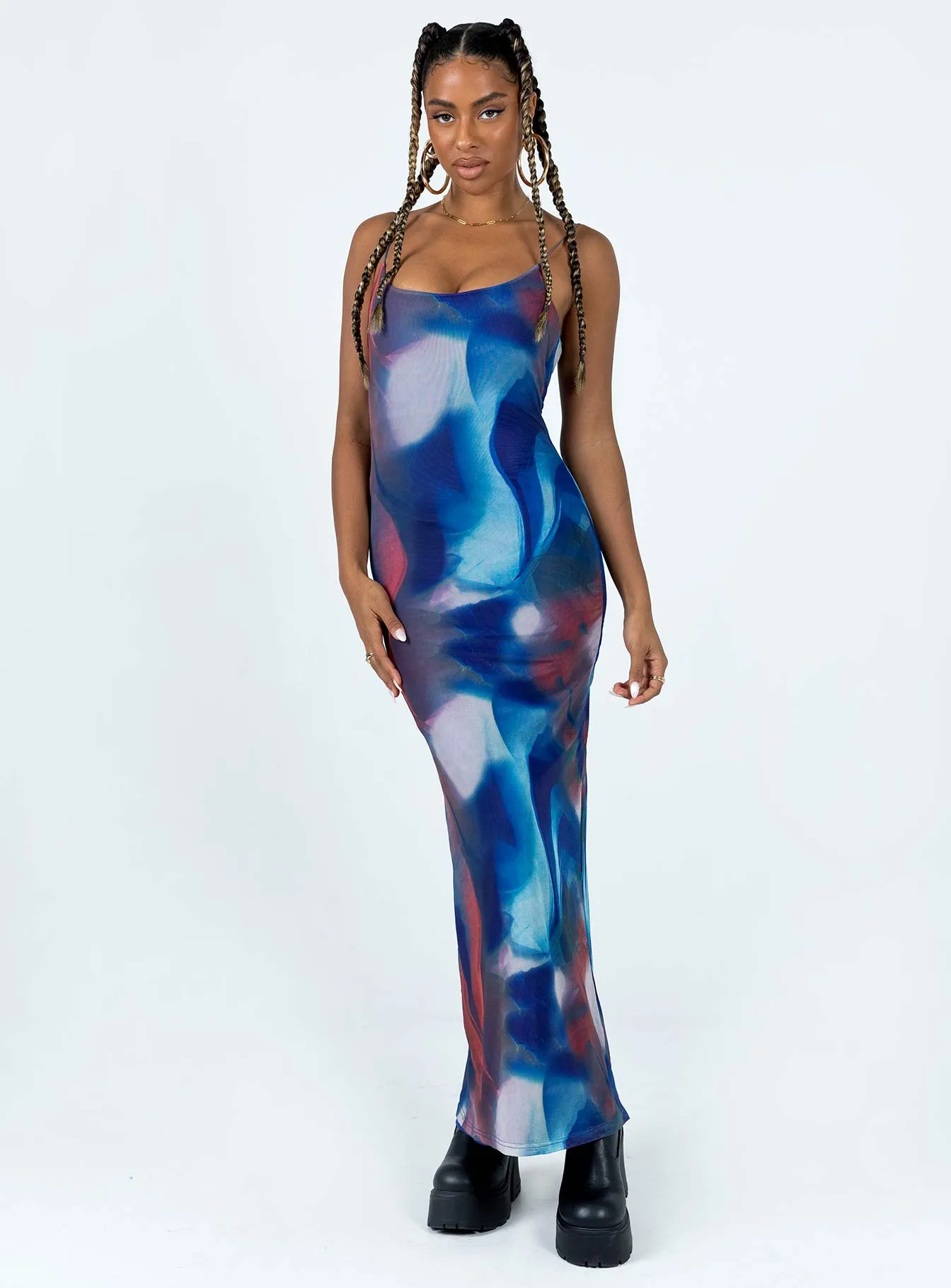 Knox Maxi Dress Blue Multi Edgy Layers