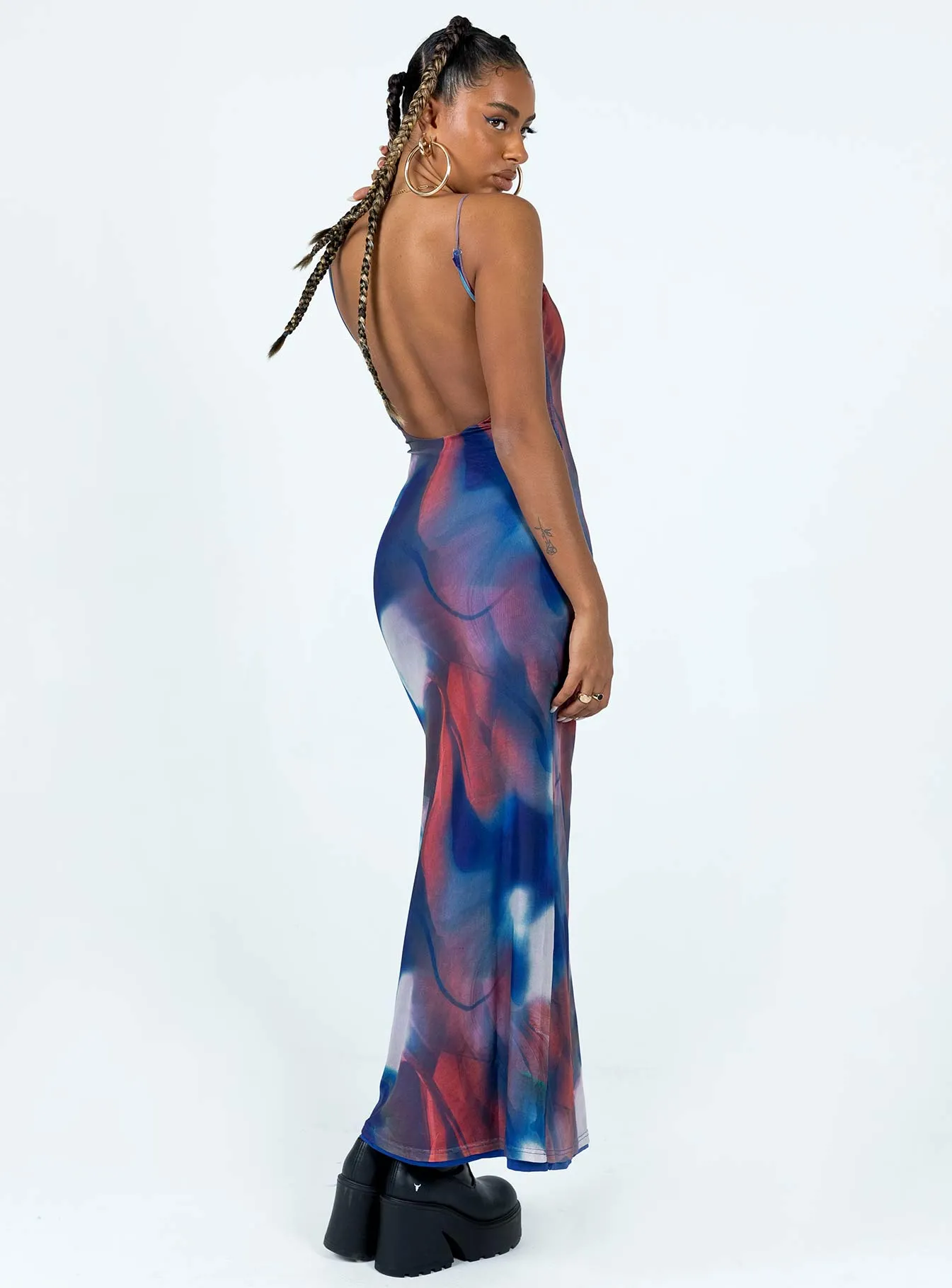Knox Maxi Dress Blue Multi Sophisticated Tailoring Smart and Sleek