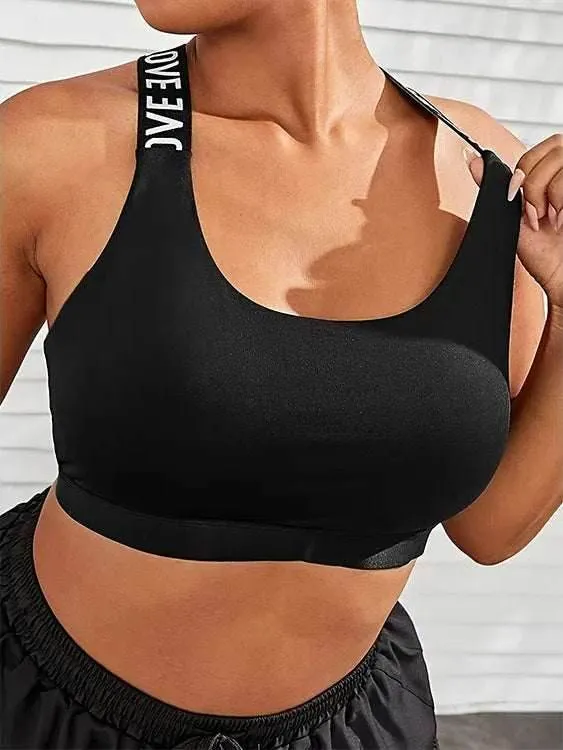 Plus Size X-Back Crop Sport Bras City Casual AntiClingFabric