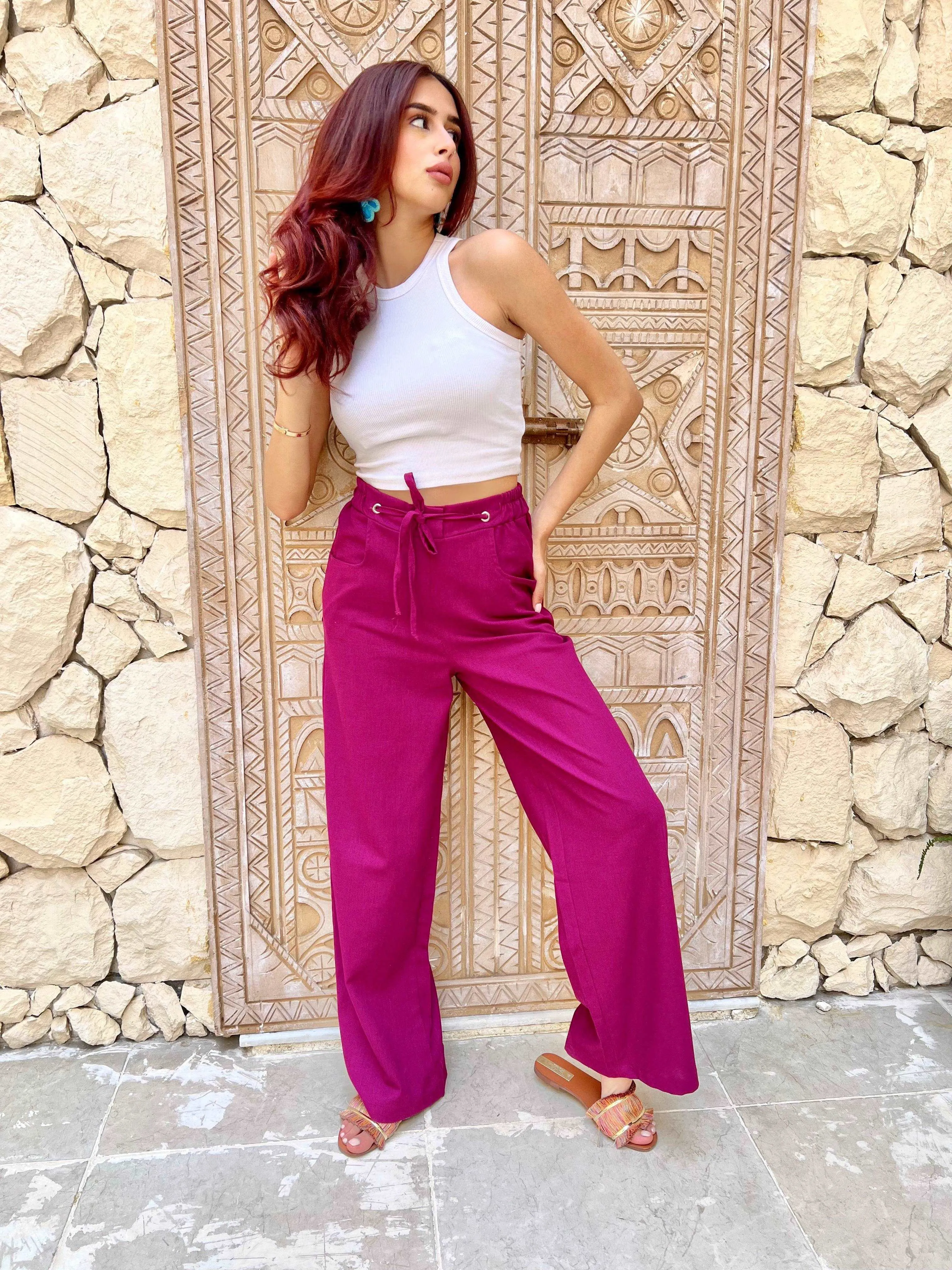 Berry Bloom Pants Flared bottom Chic Design Wear