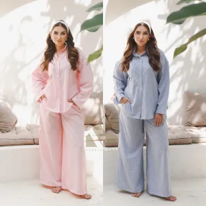 Anti Slip Waistband Wide Leg trousers Striped