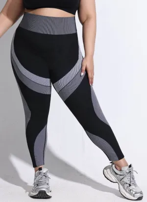 Fine Weave BuiltIn Grip Plus Size Color Block High Waist Yoga Leggings