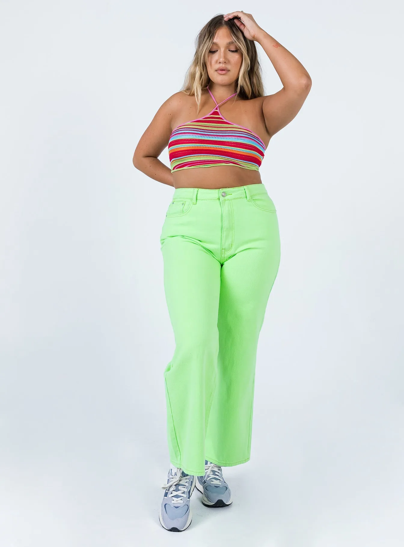 Comfortable Style Denver Denim Jeans Lime Green