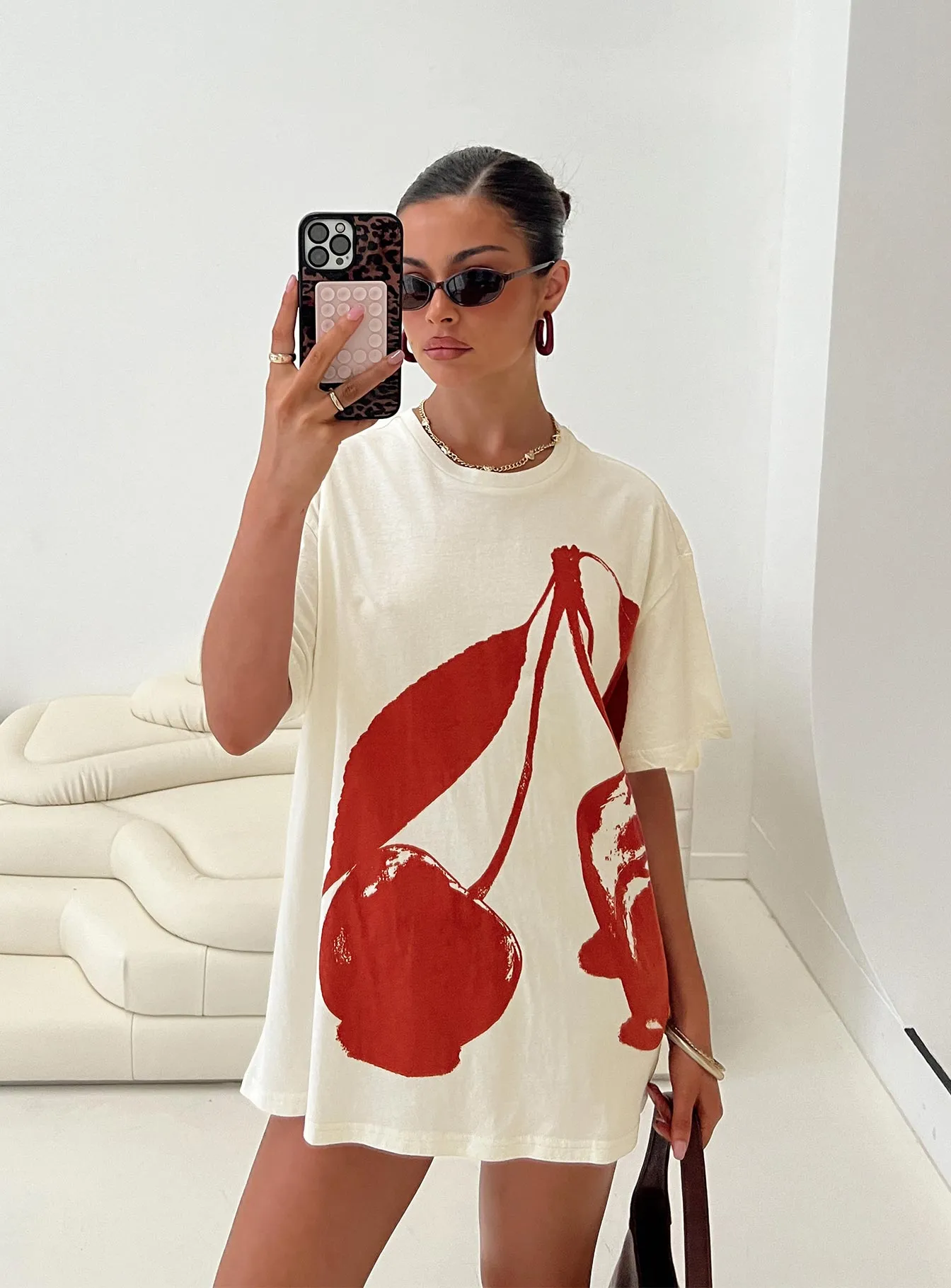 yoga clothing Cherrie Amore Oversized Tee White