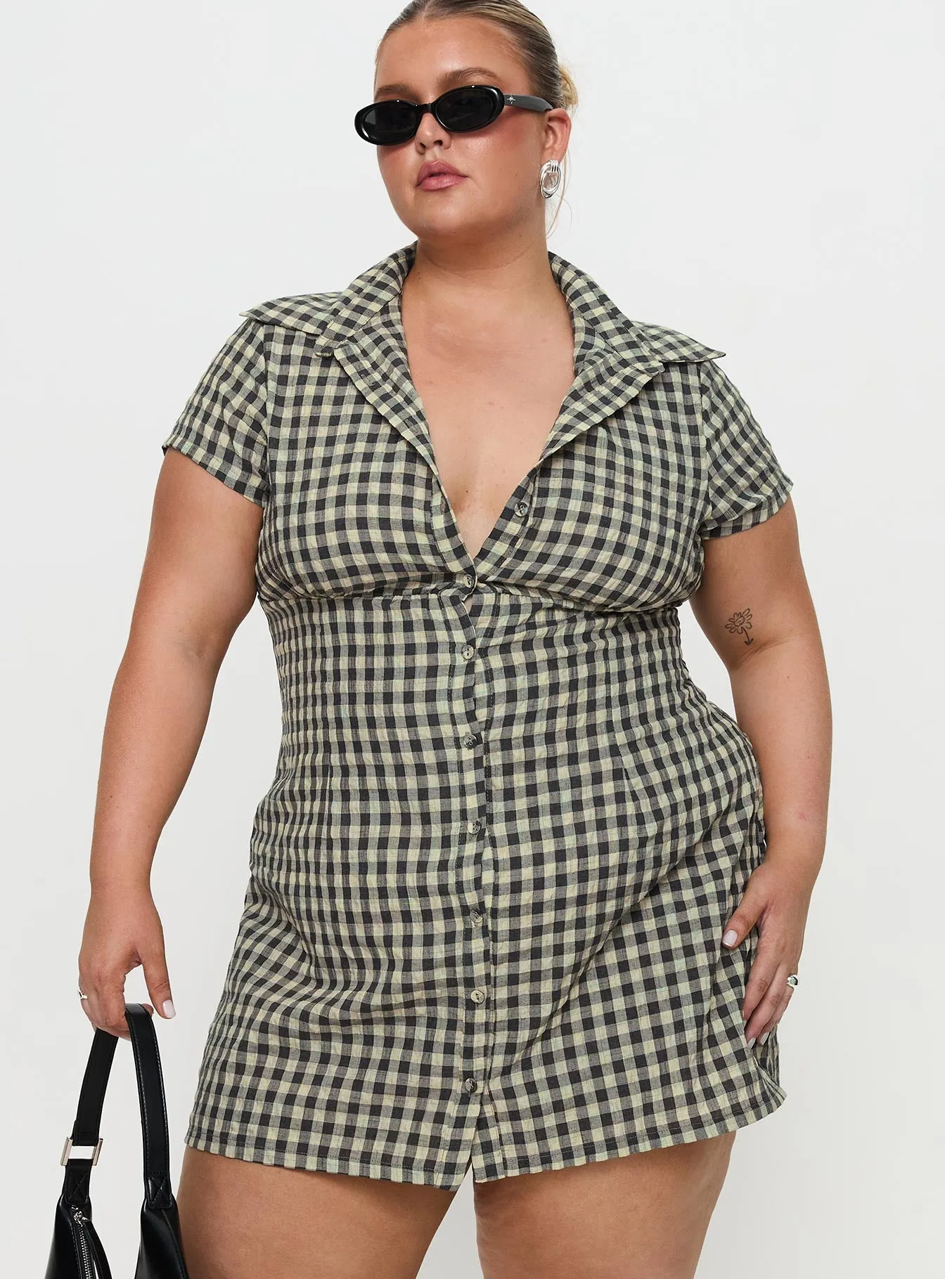 Airy Movement Motley Mini Dress Brown Check Curve