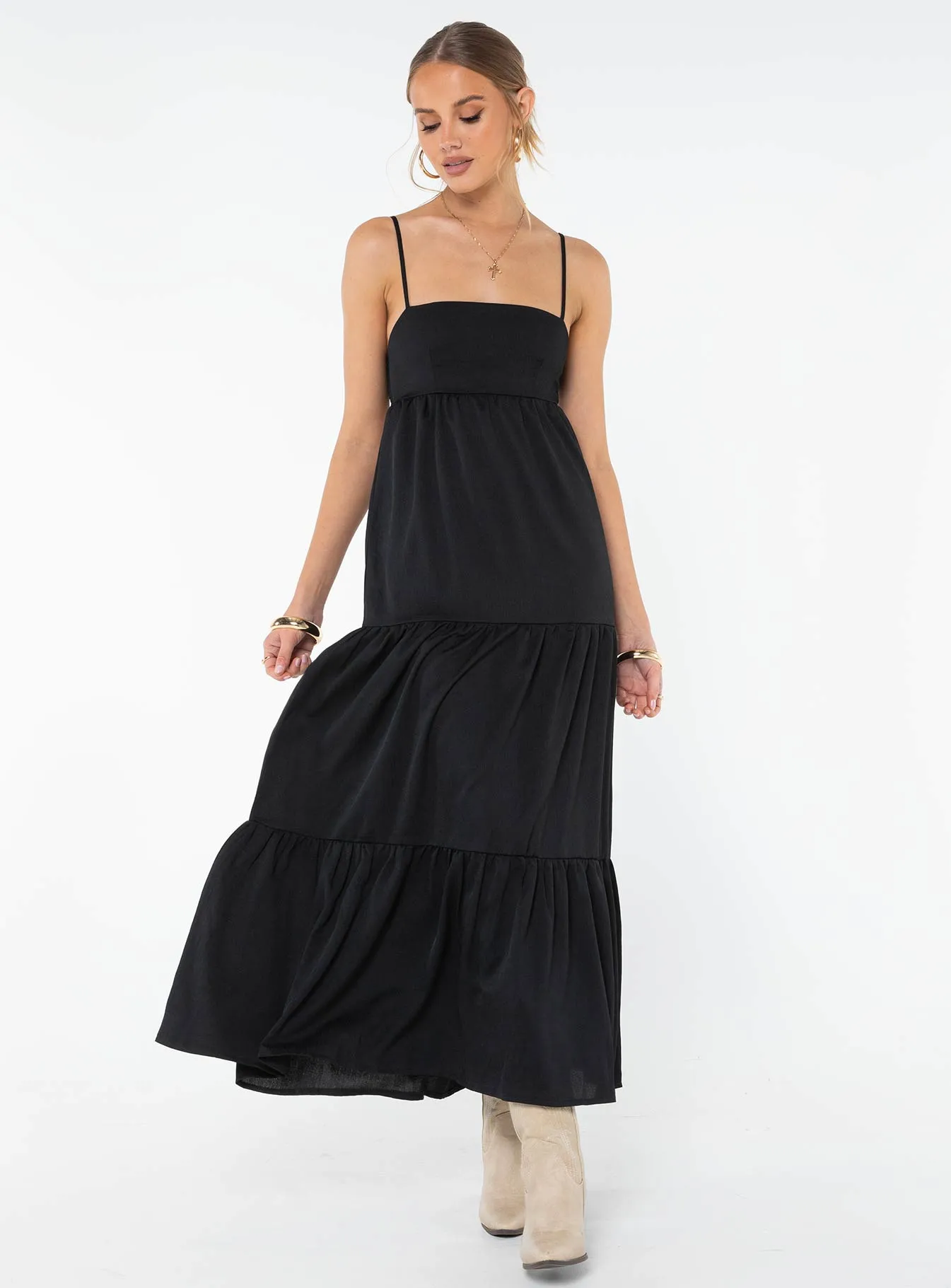 Dunster Maxi Dress Black Fluid Shape